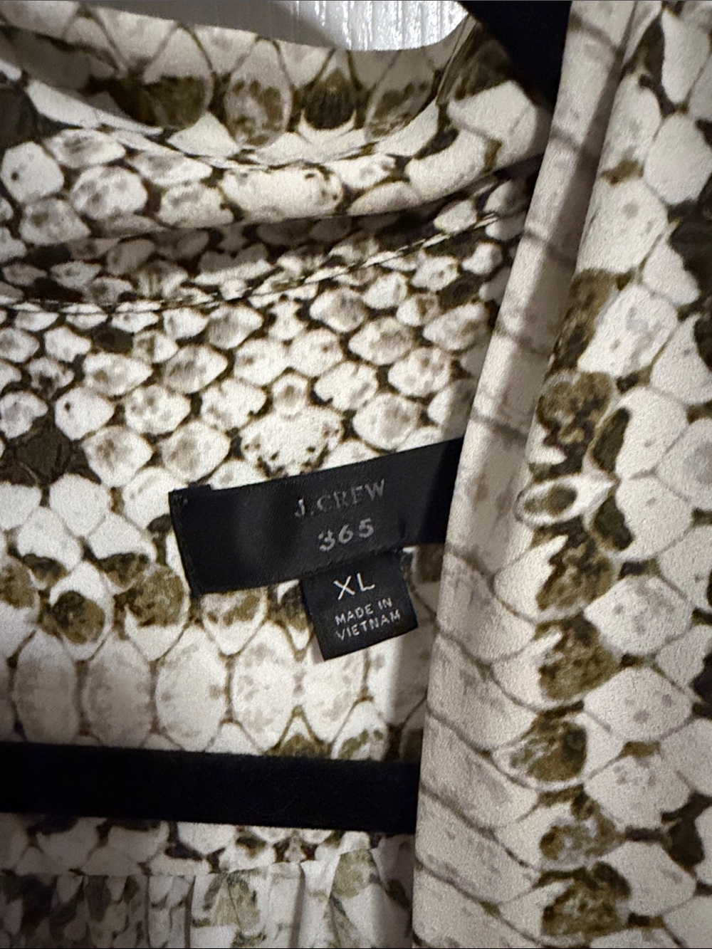 J. Crew Sleeveless Snake-Print Tie-Neck Blouse in Olive and Cream - Picture 2 of 3